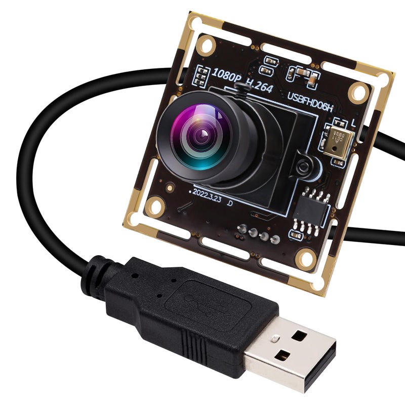 ELP Sony IMX323 Sensor Mini Low Light Wide Angle USB Camera Module with 100degree No Distortion Lens HD 1080P 0.01Lux USB2.0 Video Webcam Board UVC H.264 PC Camera for Computer, Laptop - Image 1